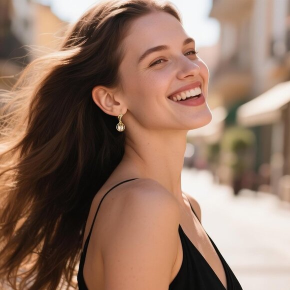 925 Sterling Silver Pearl Drop Earrings for Women Gold Plated Gift Leverback - Picture 5 of 7